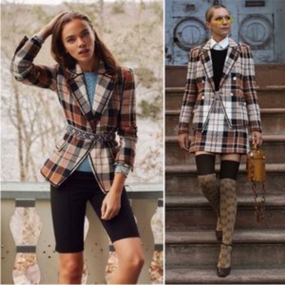 $698 Veronica Beard Utah plaid jacket blazer gorgeous luxe fabric white button 4 - Picture 5 of 15